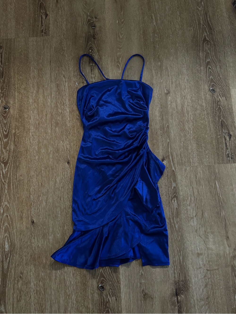 Royal blue satin mini dress